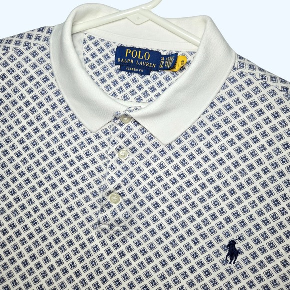 Polo Ralph Lauren Other - Polo by Ralph Lauren White & Navy Geometric Print Polo Shirt
